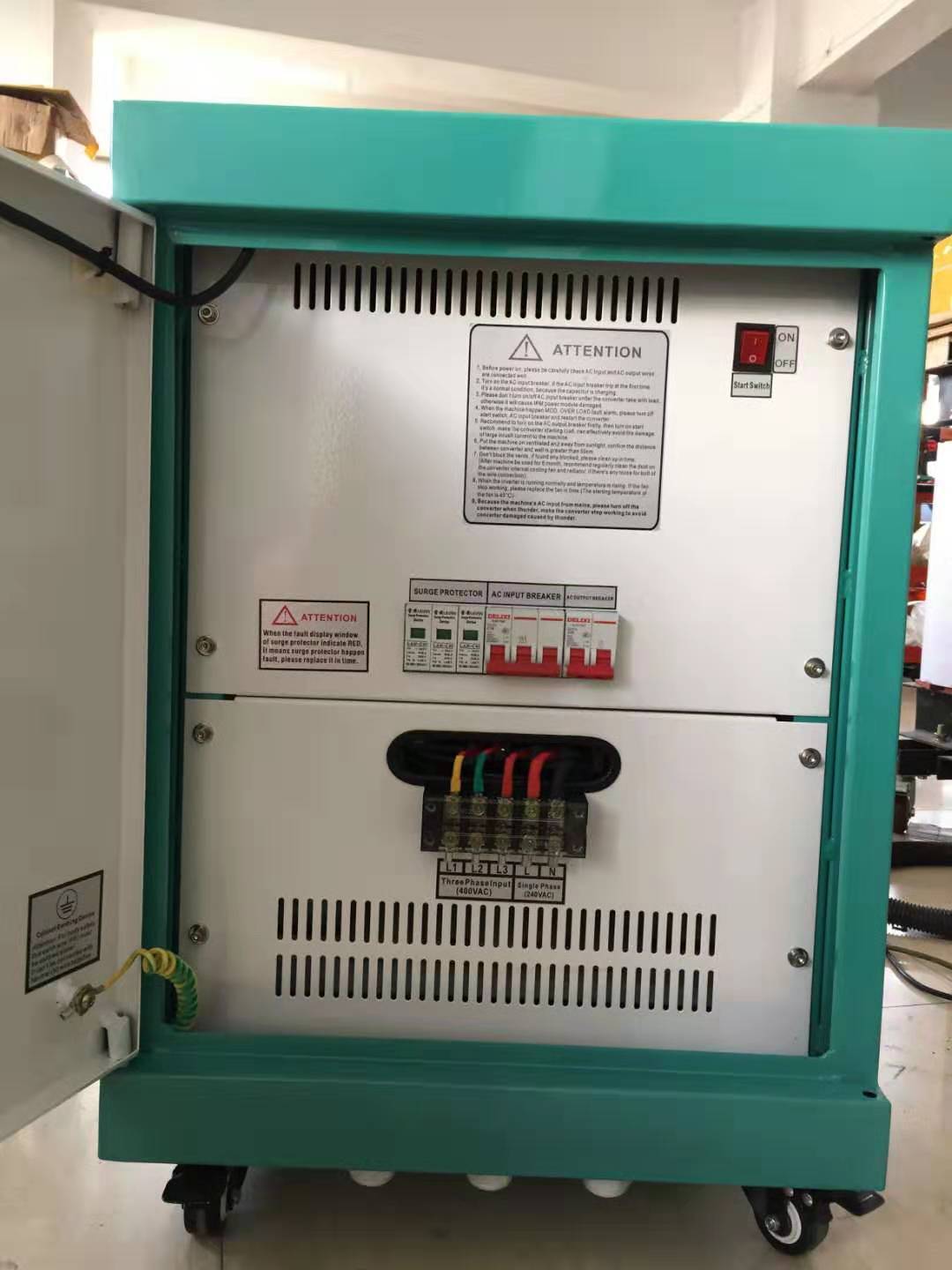 50KW USA 240 volt input to 3 phase  out 480 volt output converter with outdoor cabinet  optional