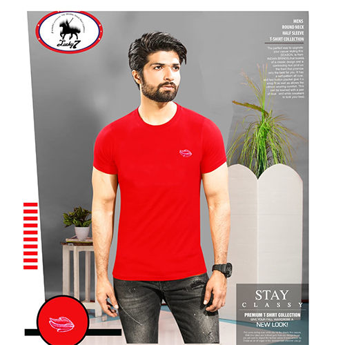 MRNTS-001 Red Mens Plain T Shirt