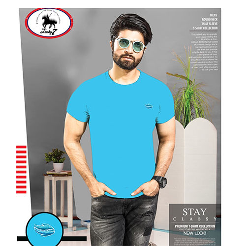 MRNTS-001 Blue Mens Plain T Shirt