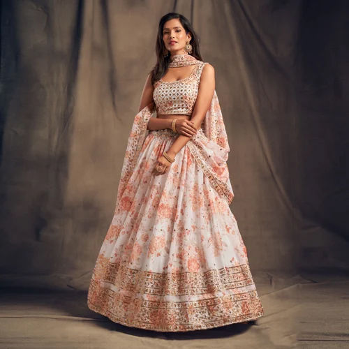 Designer Peach And White Party wear Lehenga | Latest Kurti Designs