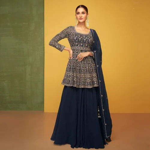 Navy Blue Georgette Suit