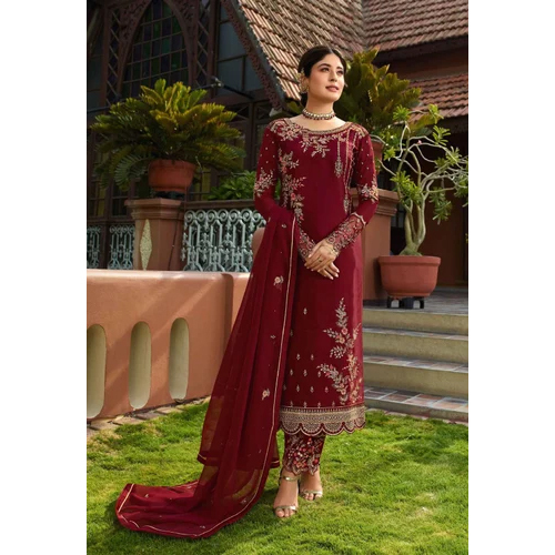 Ladies Maroon Party Wear Suit