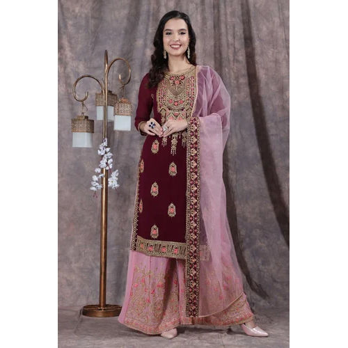 Multicolour 85 Gsm Ladies Georgette Palazzo Suit