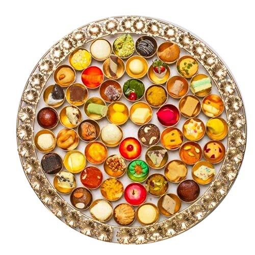 Metal 56 Bhog Thaal With Gold Finish