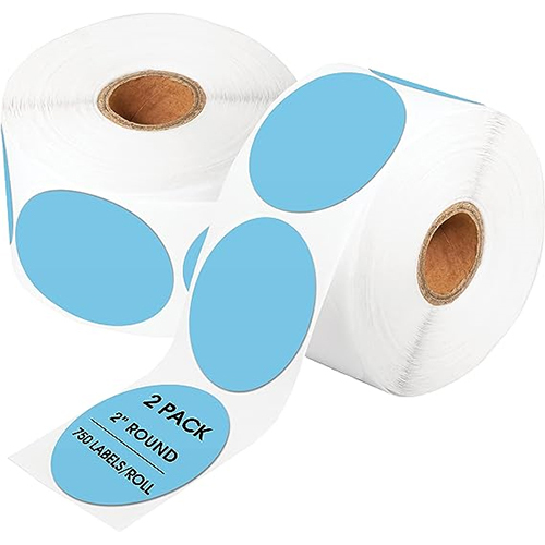 50In Round Printed Label - Color: Blue And White