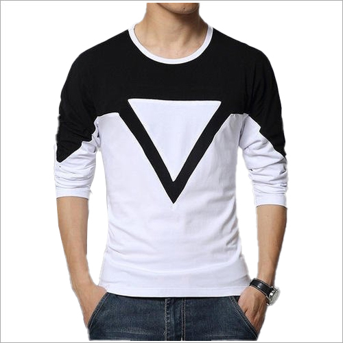 White And Black Full Sleeves T Shirt