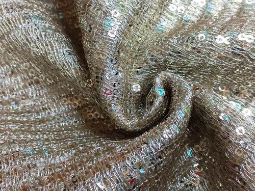 Lining Sequins Zari Work Embroidery fabric - suitable for Luxurious Garment