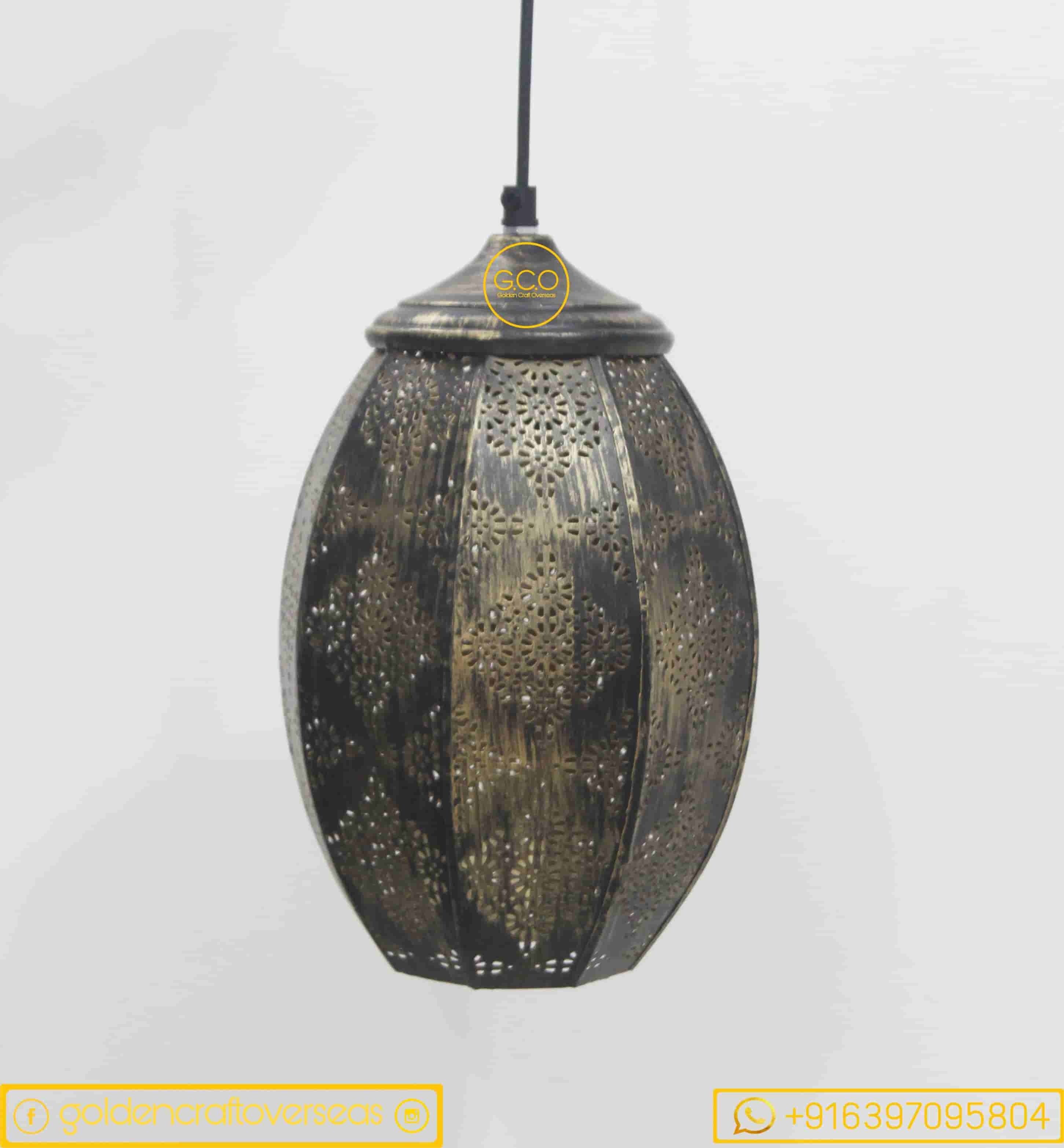 Hanging Oval Shape Moroccan Lamp Iron made antique powder coated finish