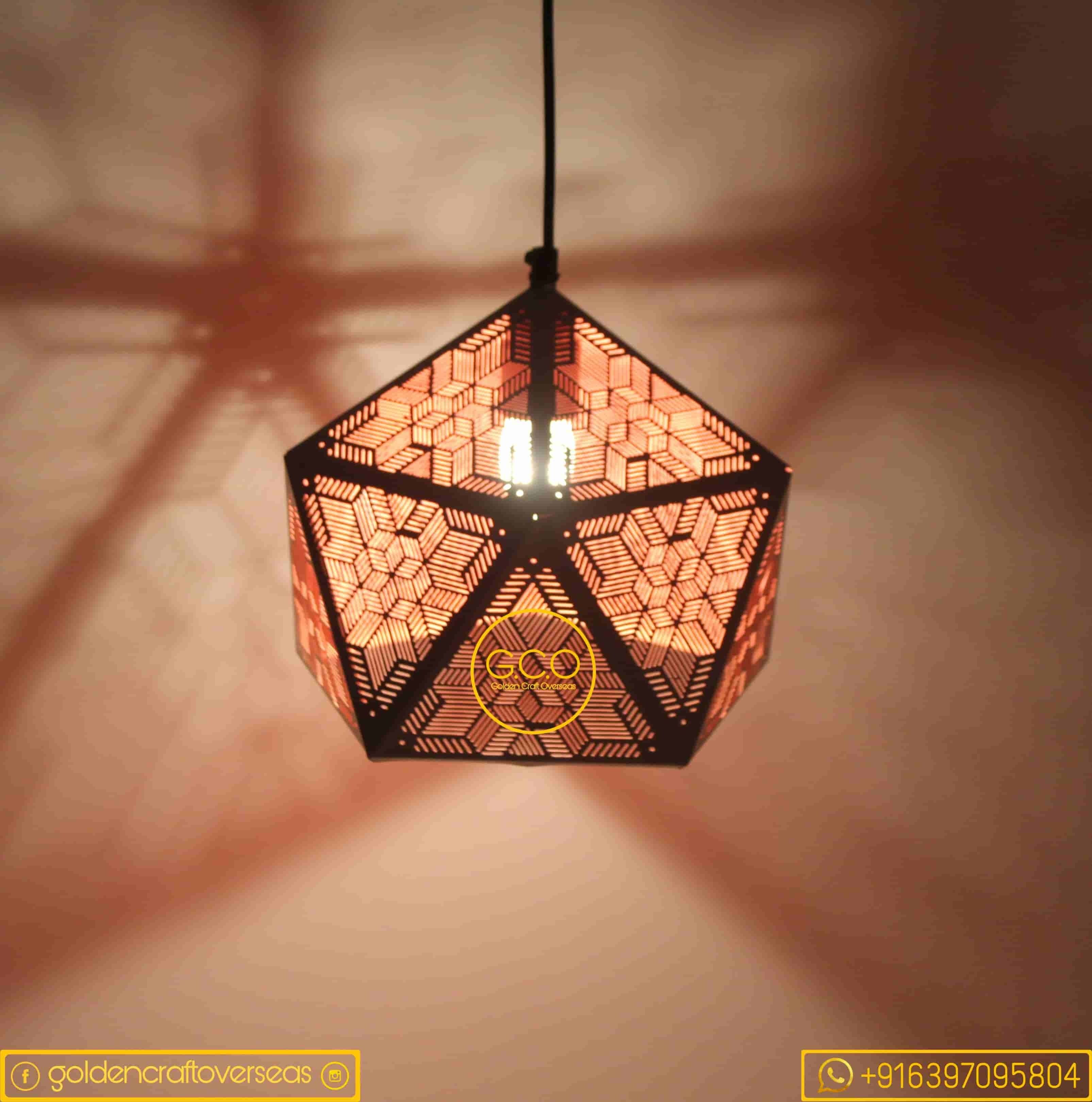 Honey comb Hanging light in iron with black golden powder coated finish