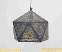 Honey comb Hanging light in iron with black golden powder coated finish