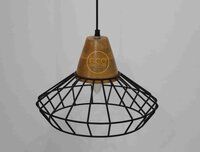 Trending Wooden Base Hanging pendant light with iron frame for interiors