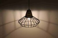 Trending Wooden Base Hanging pendant light with iron frame for interiors