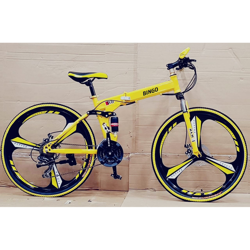 YELLOW 21 GEARS FOLDING BICYCLE