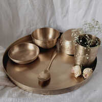 Brass Utensils - Polished Brass Material, Medium Size, Set of 6 Pieces , Traditional Design with Durable and Aesthetic Appeal