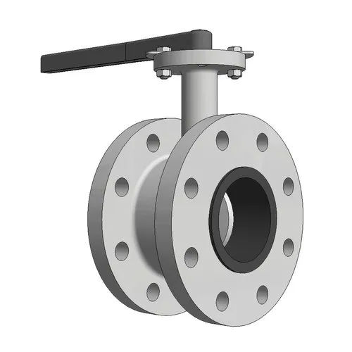 Silver Double Flange Butterfly Valve