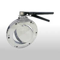 Handle Operated Pharma Butterfly Valve - Color: Silver
