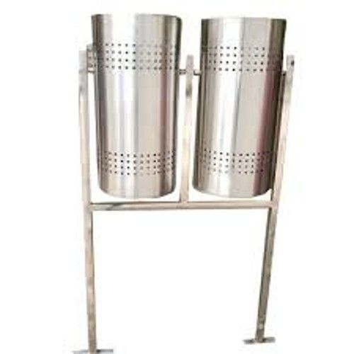 Pole Mounted Twin SS Bin With Roof Dustbin OR/SPH/60