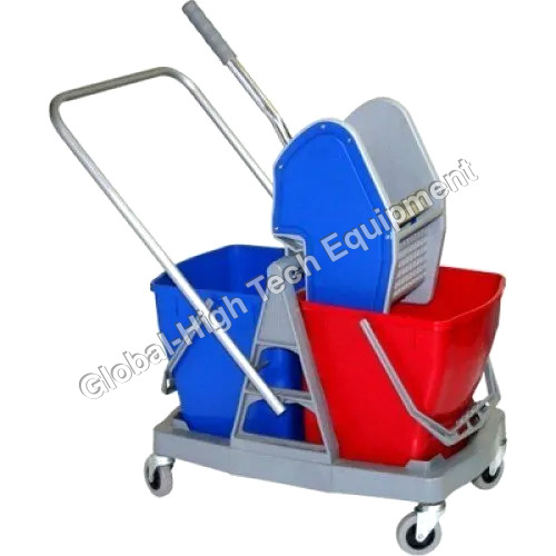 Side-Press Double Mop Wringer Trolley