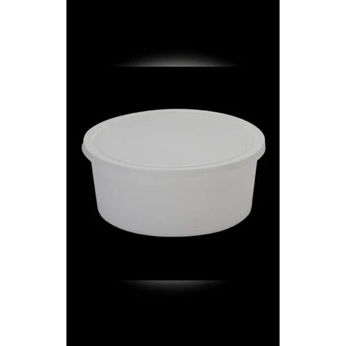 Plain 600Ml Plastic Round Food Container Milky And Black