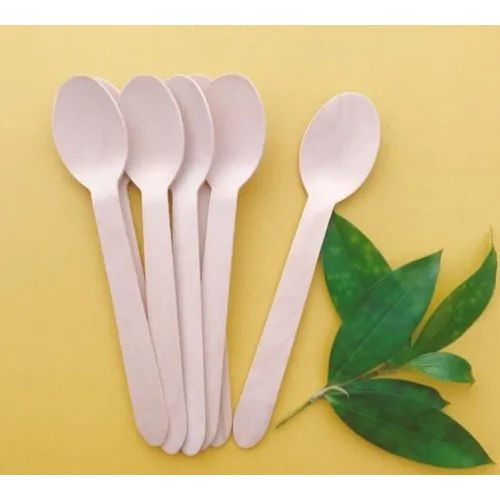 White 16 Cm Wooden Spoon