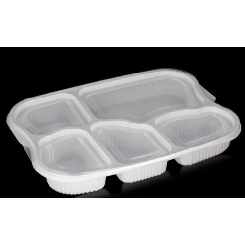 Plastic Disposable Meal Tray 5 Cp