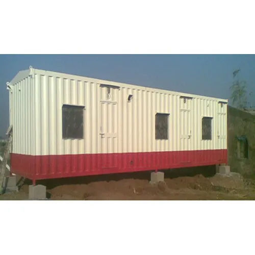 White And Red Steel Portable Office Cabin