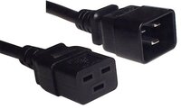 C19 to C20 Male to Female Server Power Extension Cord - 1.5 Meters, Black PVC Insulation, 16 Amps Rated Current, Copper Conductor, 250 Volts