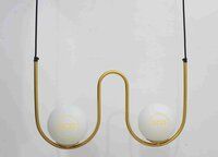 White Milky Ball Hanging Pendant Lamp in iron with golden Powder coated finish