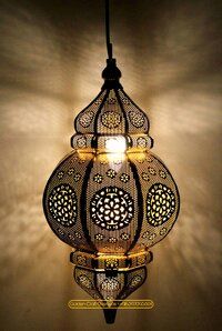 Moroccan Hanging Pendant Lamp in Iron with traditional look powder coated finish