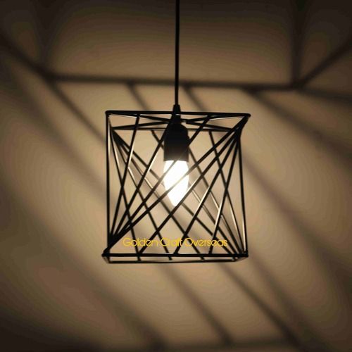 Iron Wire Hanging Pendant Light Black Powder Coated Minimalist Design - Light Source: Incandescent