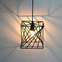 Iron Wire Hanging Pendant Light black powder coated minimalist design