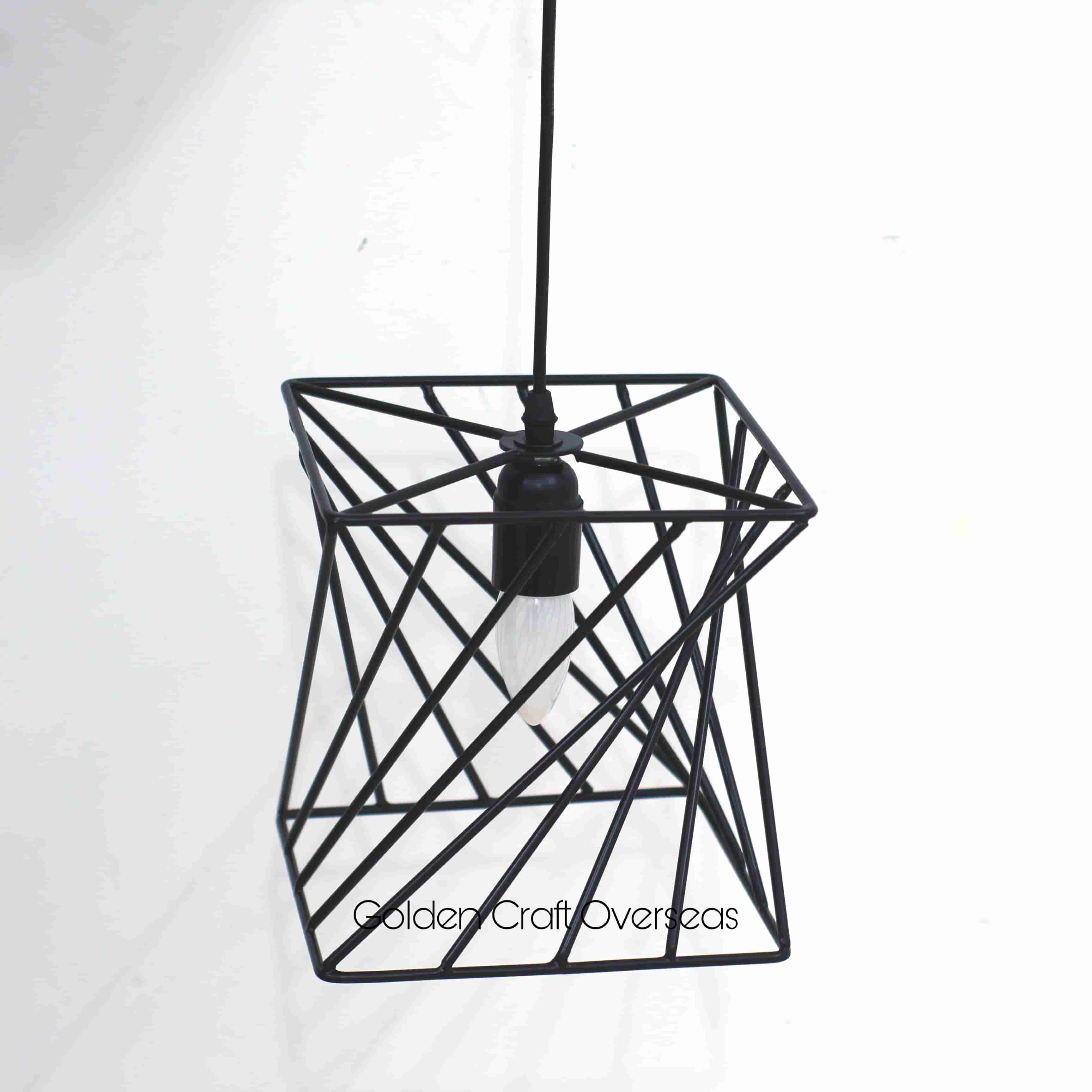 Iron Wire Hanging Pendant Light black powder coated minimalist design