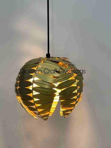 Leaf Hanging Pendant Lamp In Iron With Golden Powder Coated Finished - Color: Gold