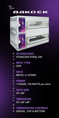 Double Deck Oven (38 Inch  X 26 Inch) Gas - Color: Steel