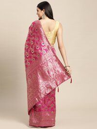 Silk Blend Golden Zari Floral