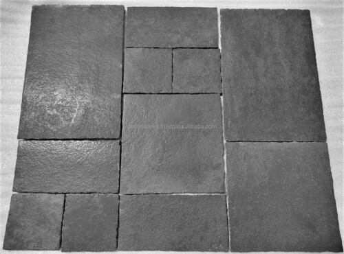 Indian Black Limestone Antique finish Paving Slabs