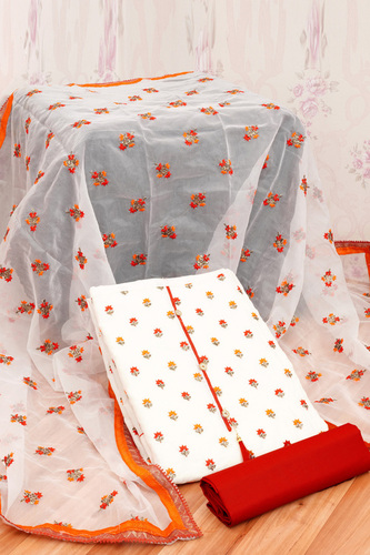 Yellow Color Chikan Dress Materials - Color: Various Colour