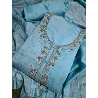 Ladies Firozi Color Chikan Dress Material - Color: Various Colour
