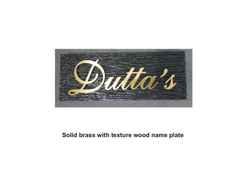 Solid Brass Wood Name Plate