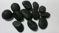 Polyurethane coated high polished natural black pebbles for garden decoration and landscaping