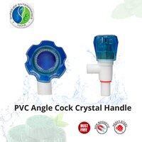 Pvc Angle Cock Crystal Handle - Pp And Pvc Material | Elegant White Color, Round Shape, Satin Finish, Comfortable Crystal Grip