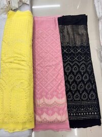 Georgette  Dyeable Lucknawi Embrodiary - Color: Multicolor