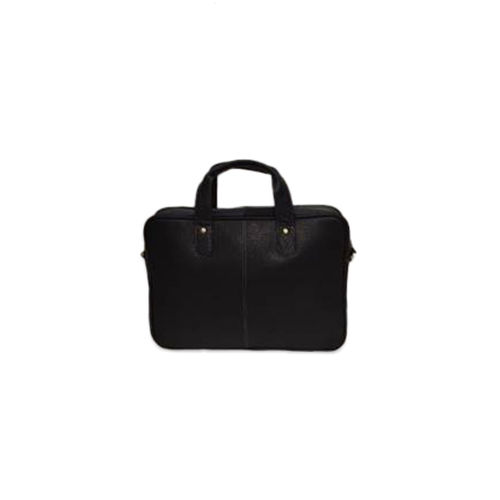 Premium Leather Laptop Bag - Industrial Use, Plain Design, Shoulder Length Handle, Black Color, Customizable Size and Color