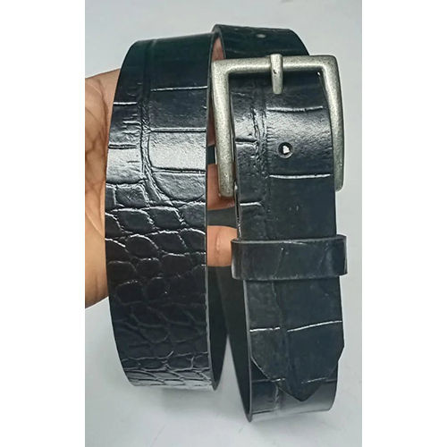 Steel Croco Finish Leather Belt