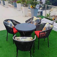 Rope Outdoor Dining Set - Solid Wood & Iron, 4-person Capacity, Modern Black Finish | Durable, Easy To Clean, Eco-friendly, Washable