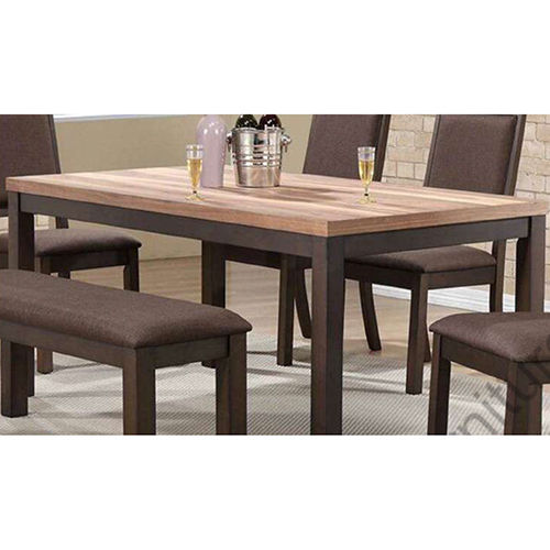 Machine Made 6X3X2.6 Inch 6 Seater Top Finish Wooden Base Dining Table Set