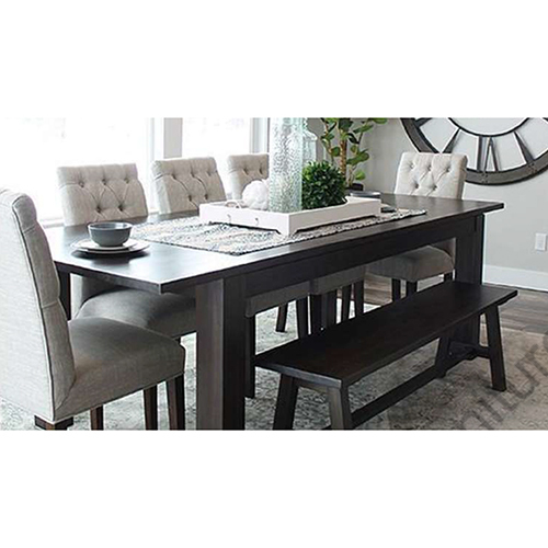 Designer 6X3X2.6 Inch 6 Seater Top Finish Wooden Base Dining Table Set - Color: Black