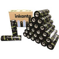 110mm X 75mtrs Inkanto Half Inch Core Ribbons For Zebra Printer - High-quality Waterproof Material, Black, Durable Round Shape, Industrial Application
