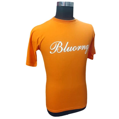 Different Available Men Orange Printed Cotton T-Shirts