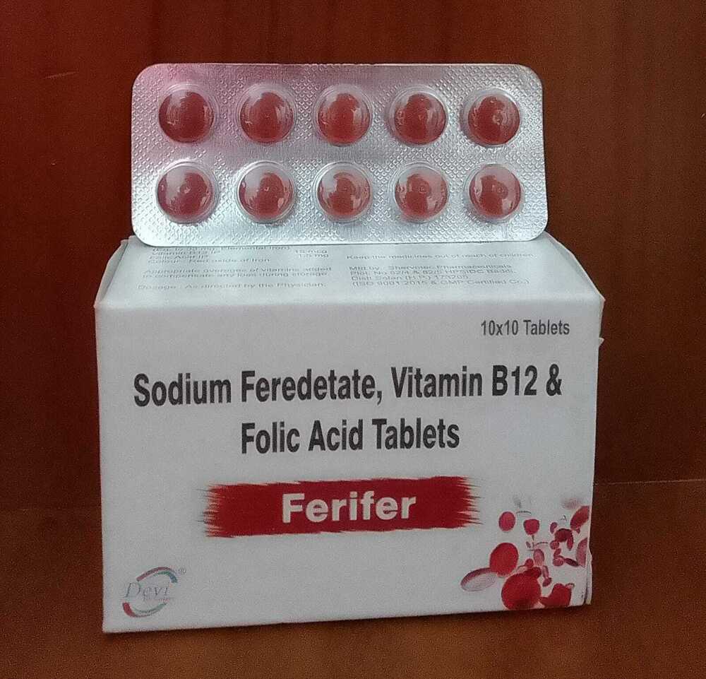 Sodium Feredetate Folic Acid & Vitamin B12 Tablets - Iron Deficiency Anemia Treatment | Suitable for All 20 Boxes Store in Cool Dark Place Dosage as Directed by Doctor